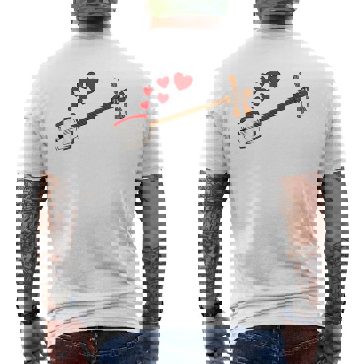三味線 バレンタインデー ミュージシャン 結婚記念日 メンズTシャツ バックプリント