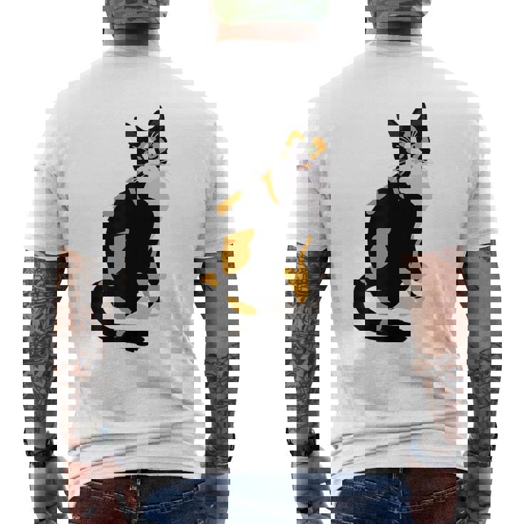 三毛猫ポートレート かわいい三毛猫 三毛猫好き メンズTシャツ バックプリント