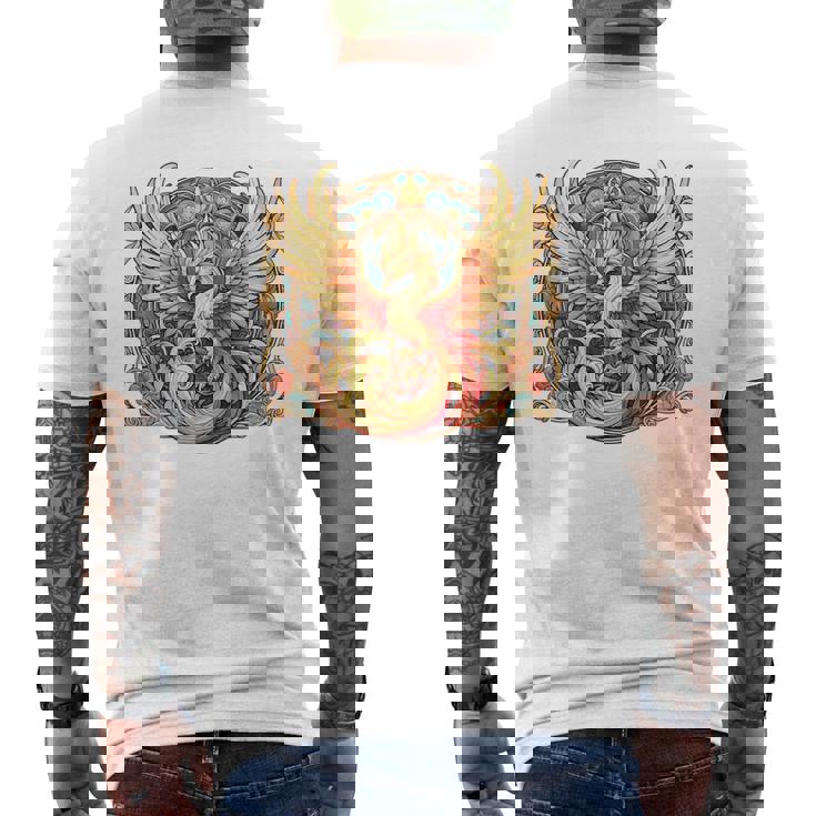 不死鳥 火の鳥 フェニックス イラスト バックプリント メンズTシャツ バックプリント