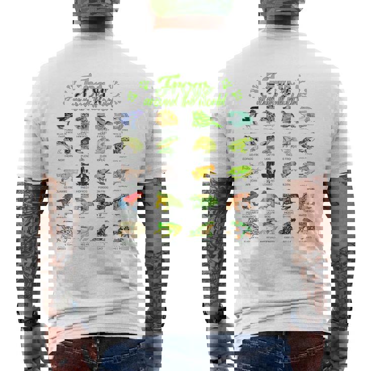 世界のカエル カエル メンズTシャツ バックプリント