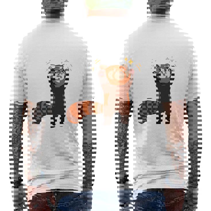 五十歩ひゃっほう レッサーパンダ ネタ ことわざ ことわざのもじり ジョーク ギャグ ダジャレ ツッコミ おもしろ 長袖tシャツ メンズTシャツ バックプリント