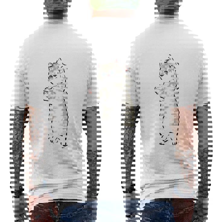 五十歩ひゃっほう 猫 ネタ ことわざ ことわざのもじり ジョーク ギャグ ダジャレ ツッコミ おもしろ メンズ 半袖 長袖tシャツ メンズTシャツ バックプリント