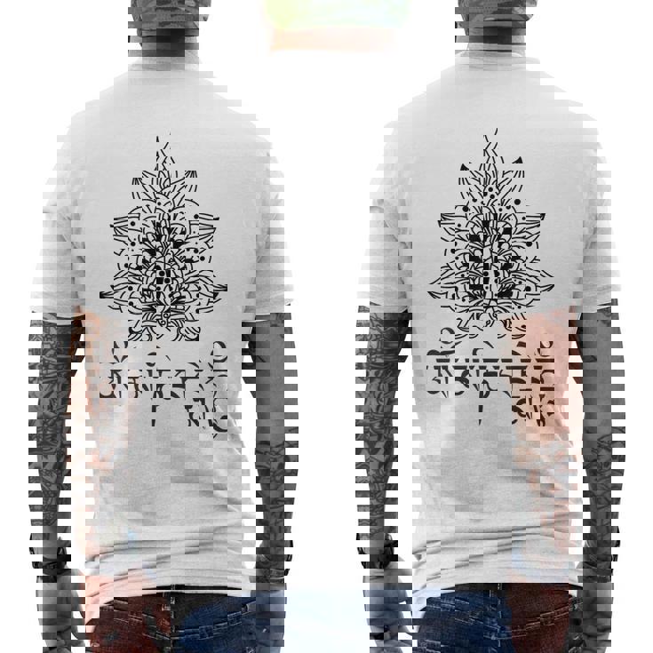 仏教 スピリチュアル オム マニ・パドメ ハム マントラと曼荼羅 メンズTシャツ バックプリント