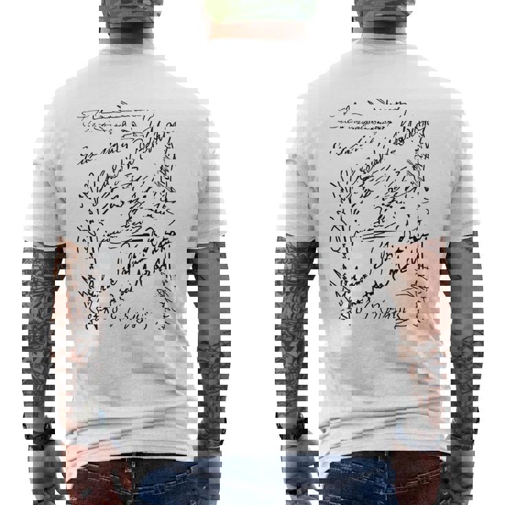 作曲家シグネチャー バッハベートーヴェン・マーラー モーツァルト・ロッシーニ メンズTシャツ バックプリント