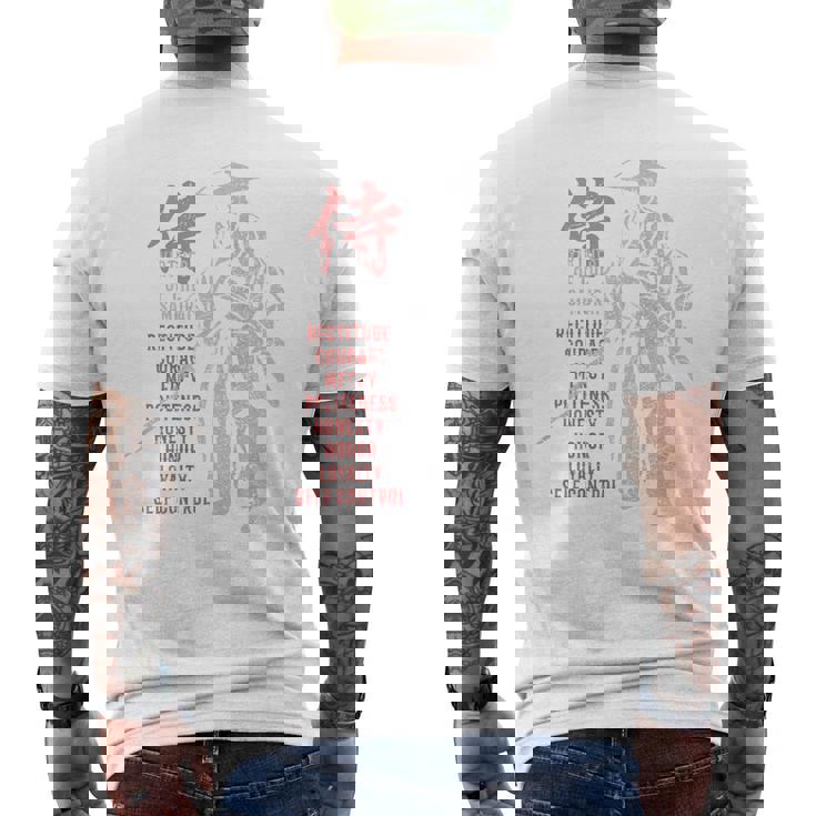 侍、日本の戦士の美徳-バックプリント メンズTシャツ バックプリント