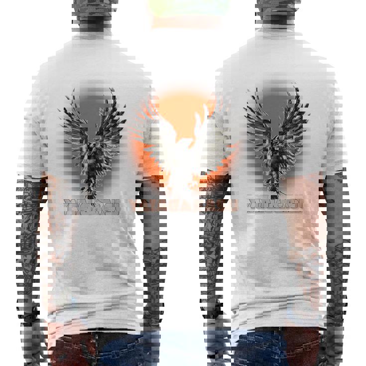 八咫烏 日本神話 霊鳥 化身 太陽 メンズTシャツ バックプリント