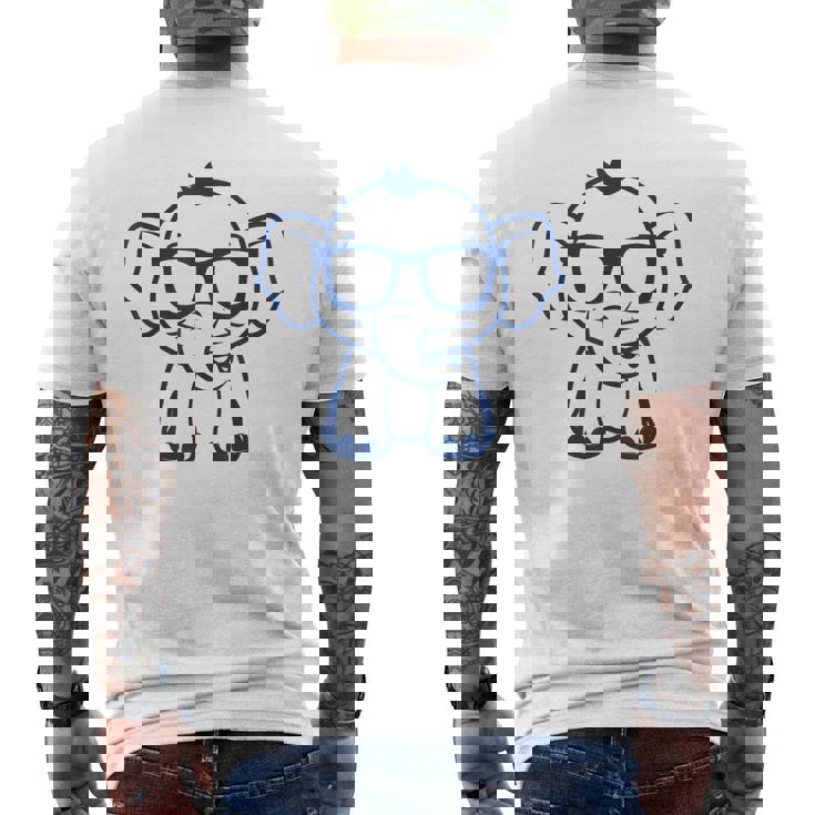 動物かわいいシンプルなサングラスをかけた小さな象の赤ちゃん メンズTシャツ バックプリント