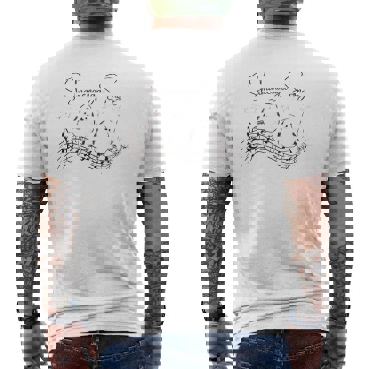 北海道の歌う小鳥 シマエナガ 音符 音楽好き 指揮者 可愛い メンズTシャツ バックプリント