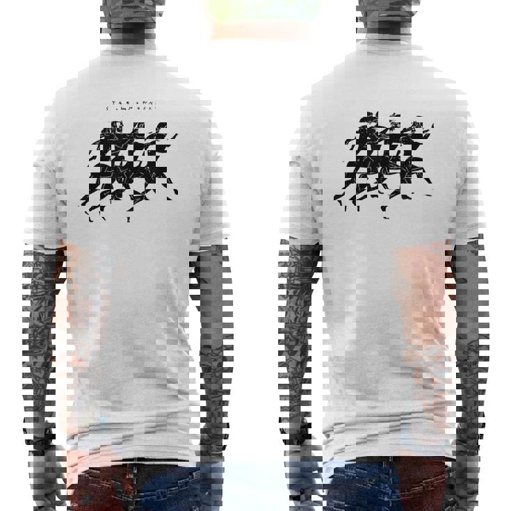 古代ギリシャの翼のあるランナー 2 考古学歴史家 メンズTシャツ バックプリント