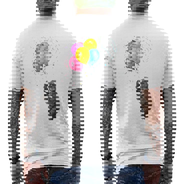 可愛い赤ちゃんのゴリラシルバーバックグラフィックバルーンアートワーク。 メンズTシャツ バックプリント