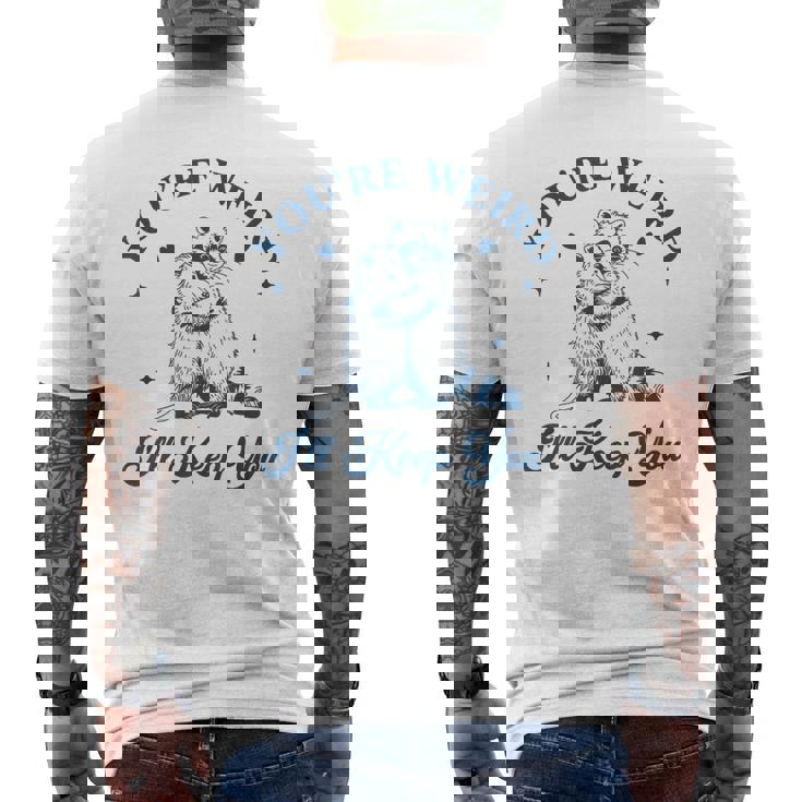 君は奇妙だよ君をキープするチーム・トラッシュ・ラクーン・オポッサム・ミーム メンズTシャツ バックプリント