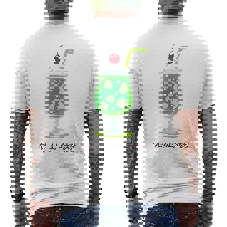 和風クリームソーダ レトロ メロンフロート カワイイ 美学 メンズTシャツ バックプリント