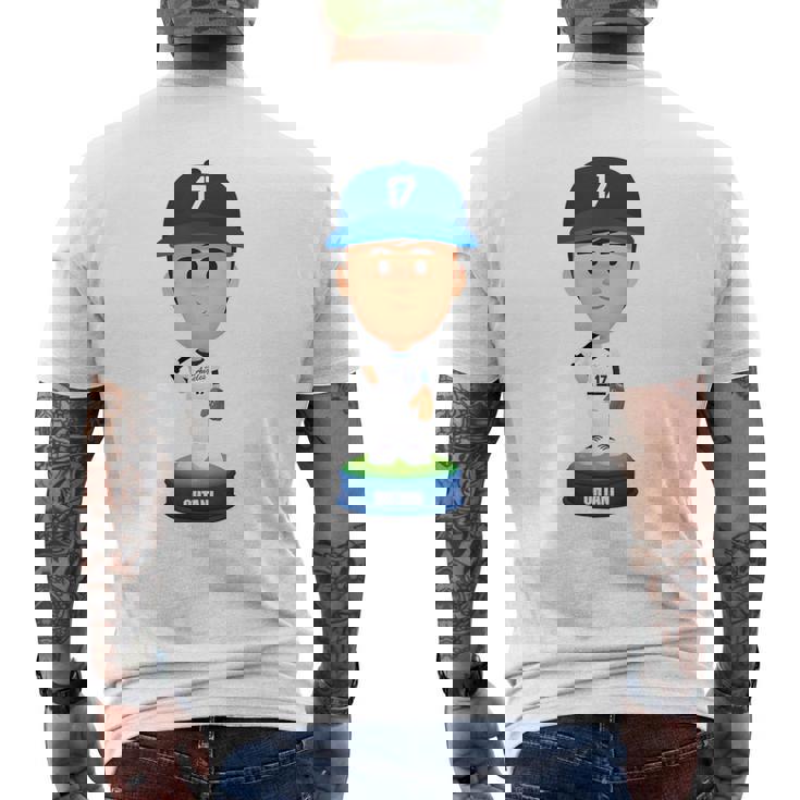 大谷翔平 ロサンゼルス 野球 ボブルヘッド Mlbpa メンズTシャツ バックプリント