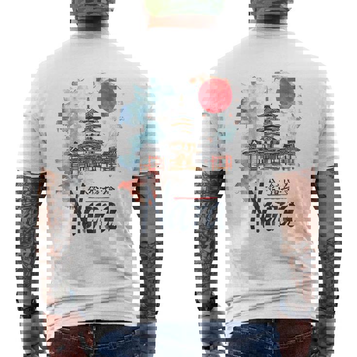 奈良 日本 市街地 旅行 お土産 和 水彩 行楽 メンズTシャツ バックプリント