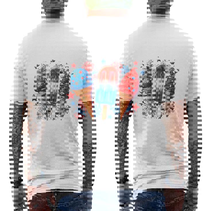 少年 赤 白 青 アメリカ国旗 7月4日 アイスキャンディー 愛国的 長袖tシャツ メンズTシャツ バックプリント