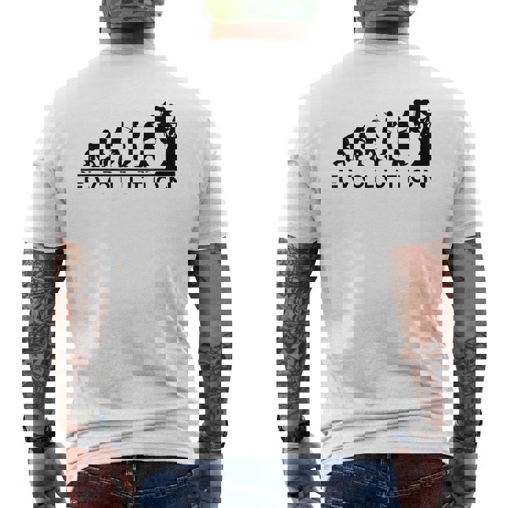 山愛好家 山登り好きにお勧めの面白い進化論 登山家のオシャレなイラスト メンズTシャツ バックプリント