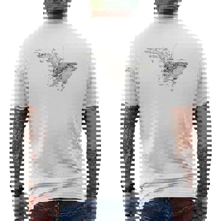 幾何学的クジラtシャツ メンズ シャツ レディース ブラック ホワイト メンズTシャツ バックプリント