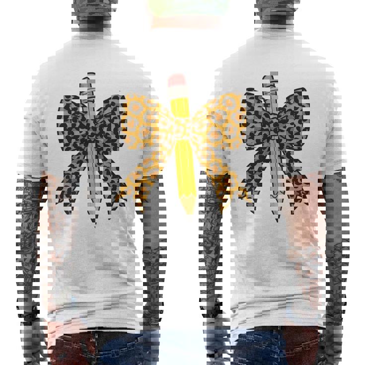 弓鉛筆 ヒョウ柄 初日 新学期 長袖tシャツ メンズTシャツ バックプリント