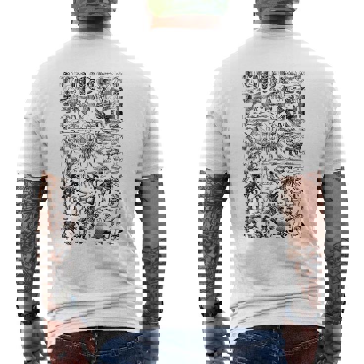 恐竜の化石 T-Rex 古生物学 ヴィンテージ 考古学 ギフト メンズTシャツ バックプリント