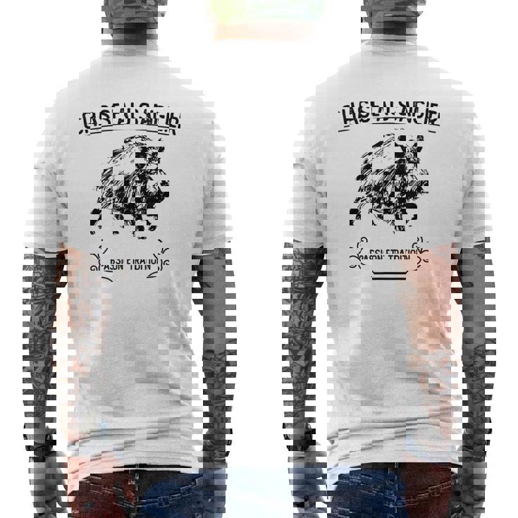 情熱と伝統の猪狩猟 メンズTシャツ バックプリント