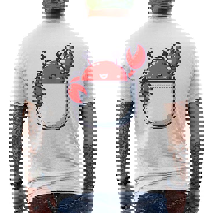 愛らしい かわいい ちび 和 ポケット カワイイ カニ メンズTシャツ バックプリント