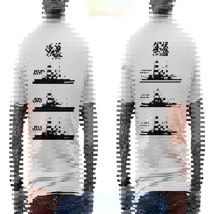 戦艦【長門 金剛 陸奥】軍艦 シルエット 日本 大日本帝国 海軍 帝国海軍 船 面白い ネタ 文字入り ウケ狙い メンズTシャツ バックプリント