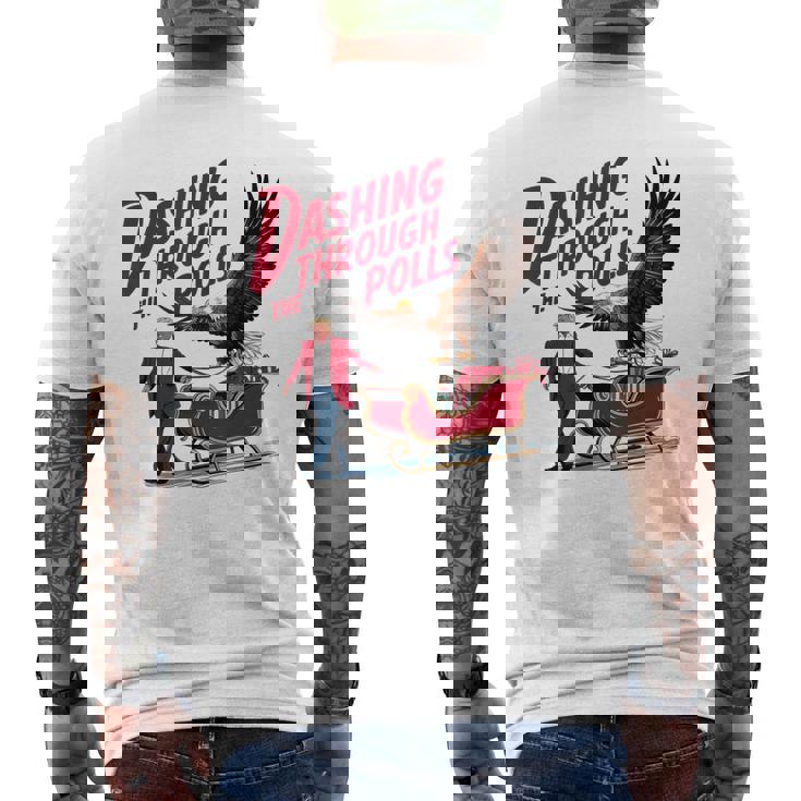 投票を駆け抜ける 面白い選挙結果 トランプ クリスマス メンズTシャツ バックプリント