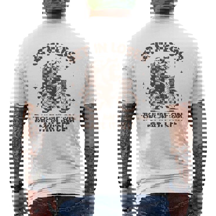 敗者トラブルに巻き込まれてもラクーンポッサムにはならない メンズTシャツ バックプリント