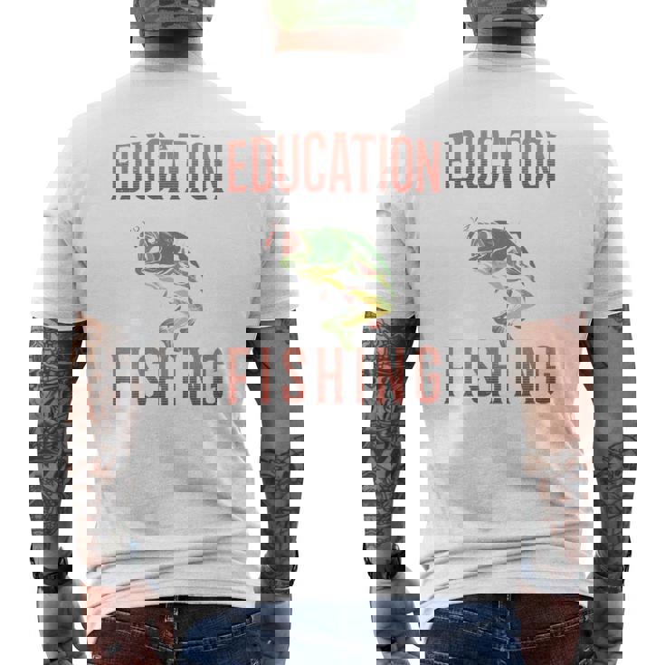 教育は重要ですが、釣りは重要です 面白い 長袖tシャツ メンズTシャツ バックプリント