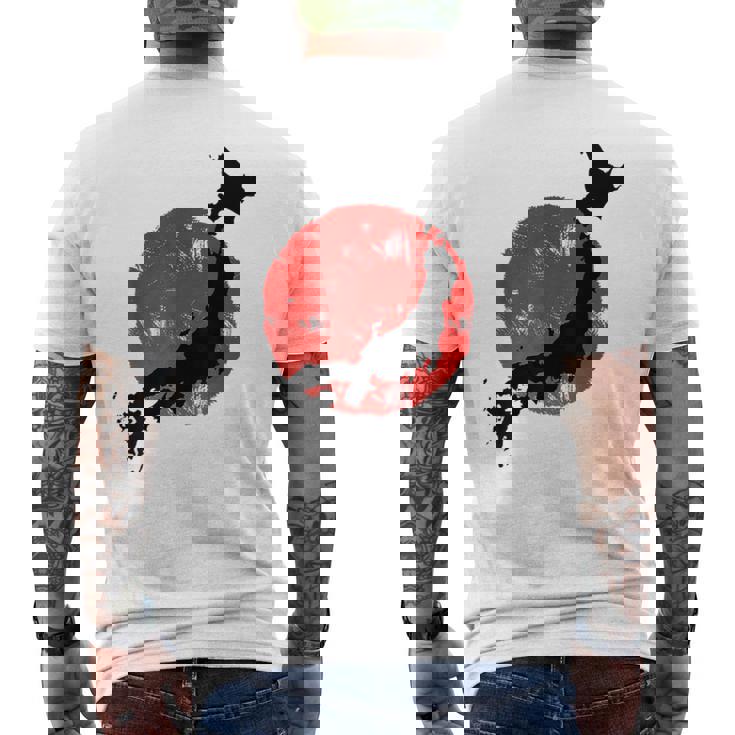 日本 赤 太陽 日本 列島 地図 かっこいい 国旗 スタイル メンズTシャツ バックプリント