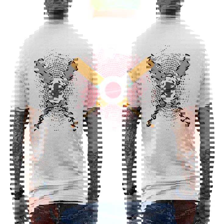 日本のクリケットラケットとボールの旗 長袖tシャツ メンズTシャツ バックプリント