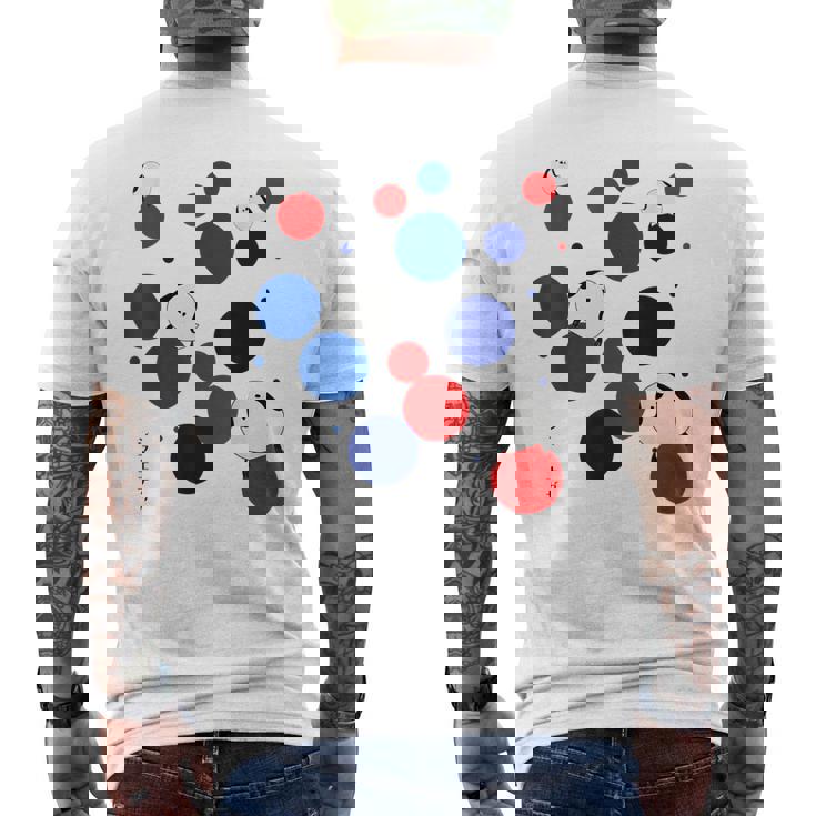 日本の野鳥 シマエナガ 赤 青 ドット 丸 水玉 関西 イベント 家族 お揃い メンズTシャツ バックプリント