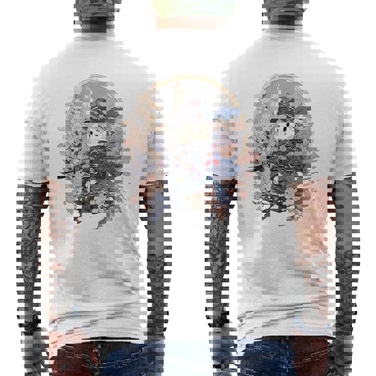 日本美術 うさぎ 忍者 浮世絵 アニメ風 侍うさぎ メンズTシャツ バックプリント