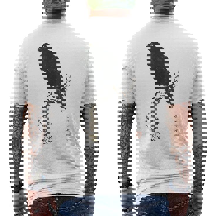 日本美術、浮世絵、河鍋暁斎、カラス 、レトロ、日本文化 メンズTシャツ バックプリント