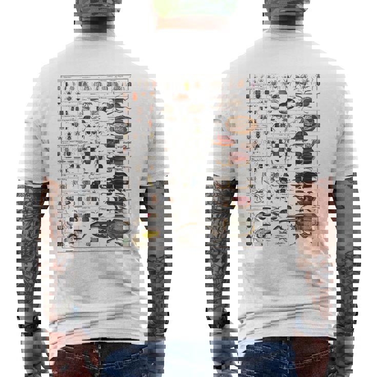 昆虫の種類 ビンテージバグ同定科学 メンズTシャツ バックプリント
