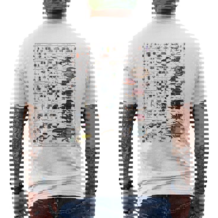 昆虫コレクション種ヴィンテージバグチャート昆虫学 メンズTシャツ バックプリント