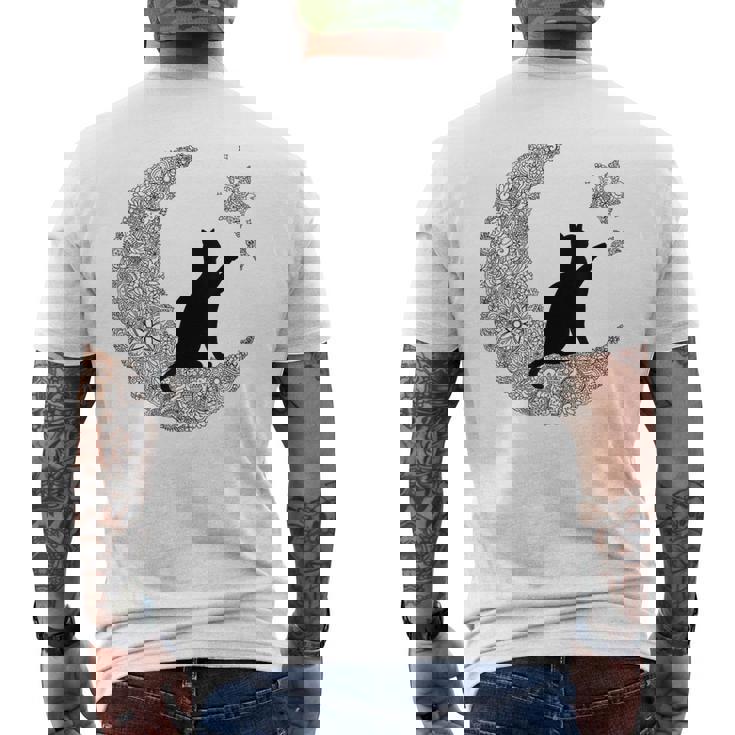 曼荼羅猫tシャツ レディース メンズ ユース 月と星 メンズTシャツ バックプリント
