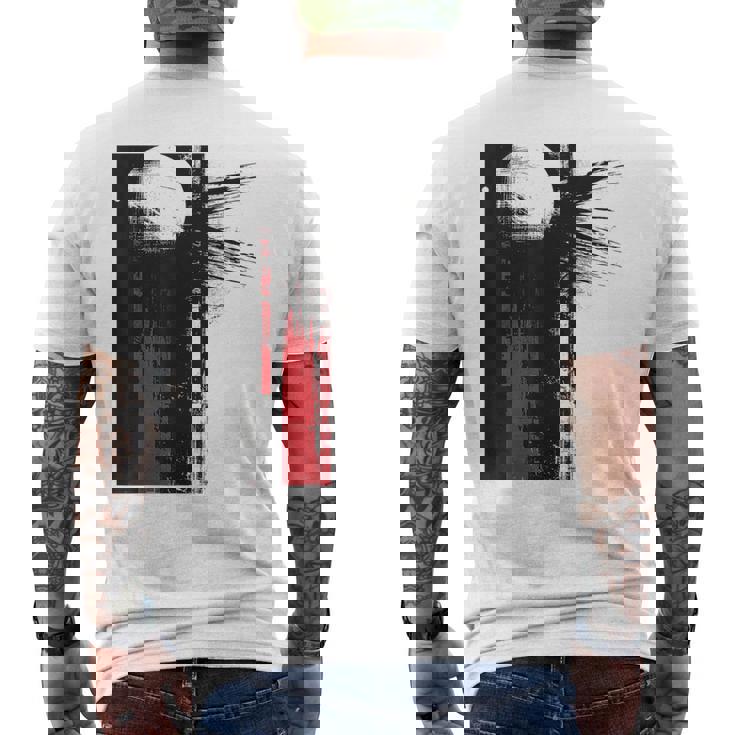 月 抽象 モチーフ 描画 アートワーク 絵画 月 メンズTシャツ バックプリント