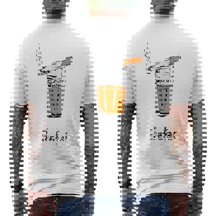 朝食タバコとウイスキー、面白いtシャツギフト。 メンズTシャツ バックプリント