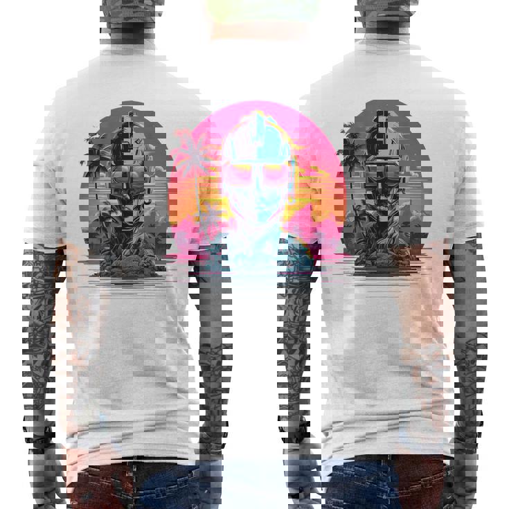 バックプリント 未来派 レトロ ヴェイパーウェーブ サイバーパンク 彫刻 メンズTシャツ バックプリント