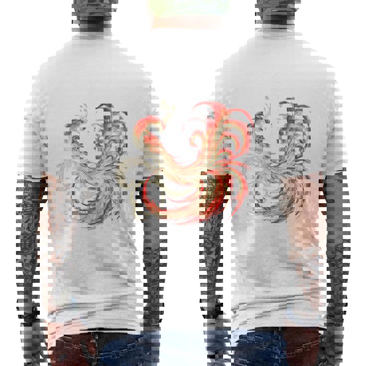 朱雀 不死鳥 火の鳥 フェニックス 漢字 イラスト バックプリント メンズTシャツ バックプリント
