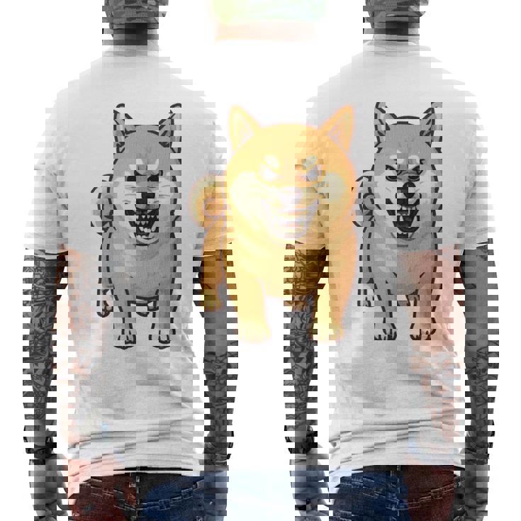 柴犬 犬 ムキッ ムキ顔 水彩 我慢の限界 怒る犬 イラスト おもしろ 長袖tシャツ メンズTシャツ バックプリント