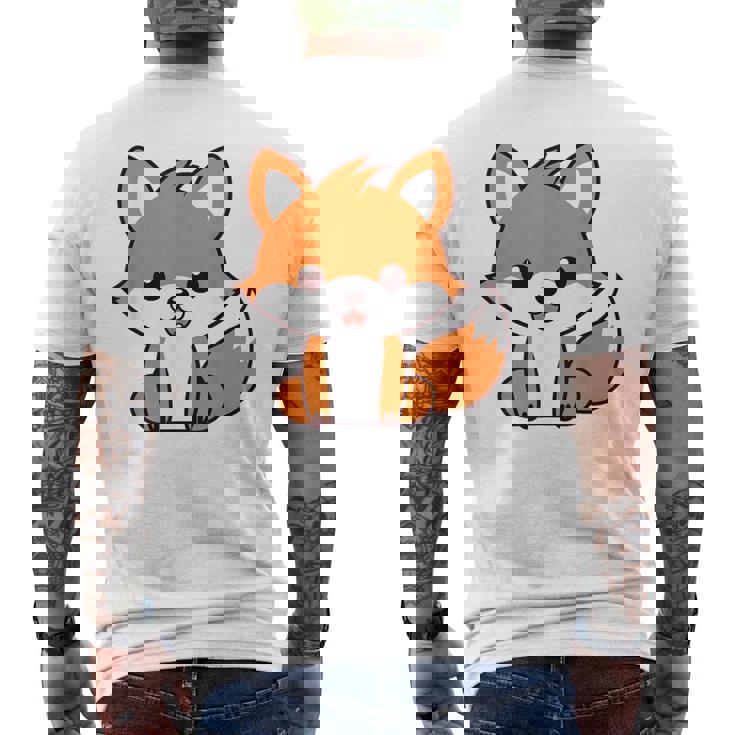 森のかわいい面白いキツネの子動物は小さなキツネが大好きです メンズTシャツ バックプリント