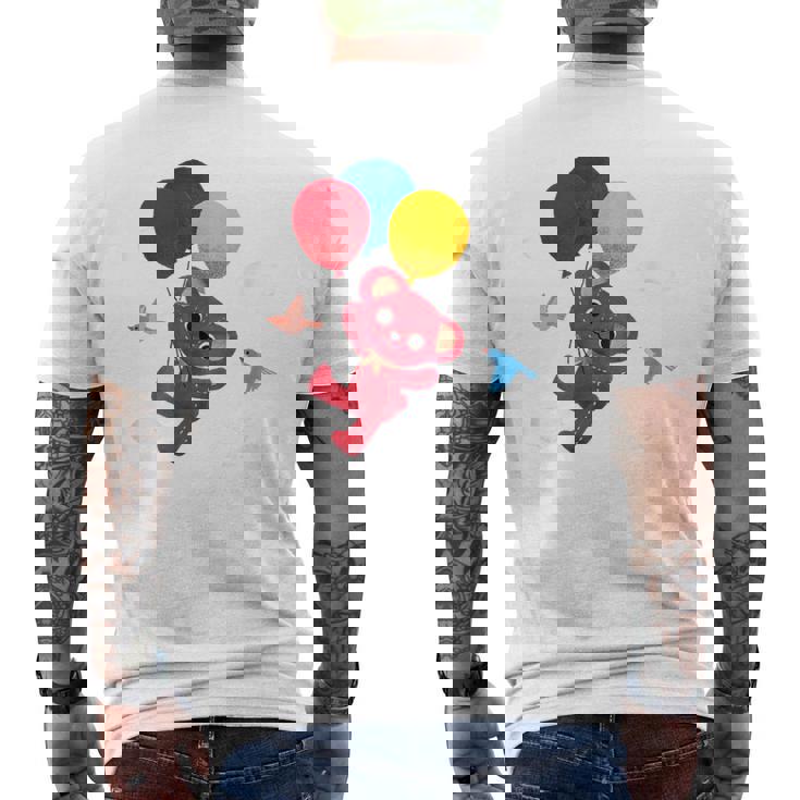 森のぬいぐるみラズ ぷかぷか風船 メンズTシャツ バックプリント