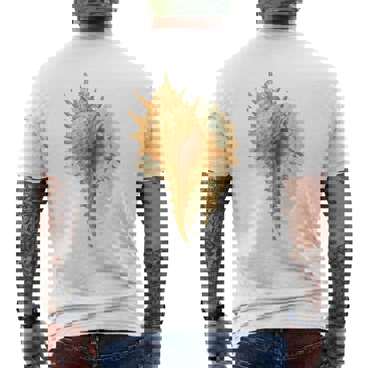 水彩 ムレックス 貝殻 貝殻 ハンティング ビーチコーミング メンズTシャツ バックプリント