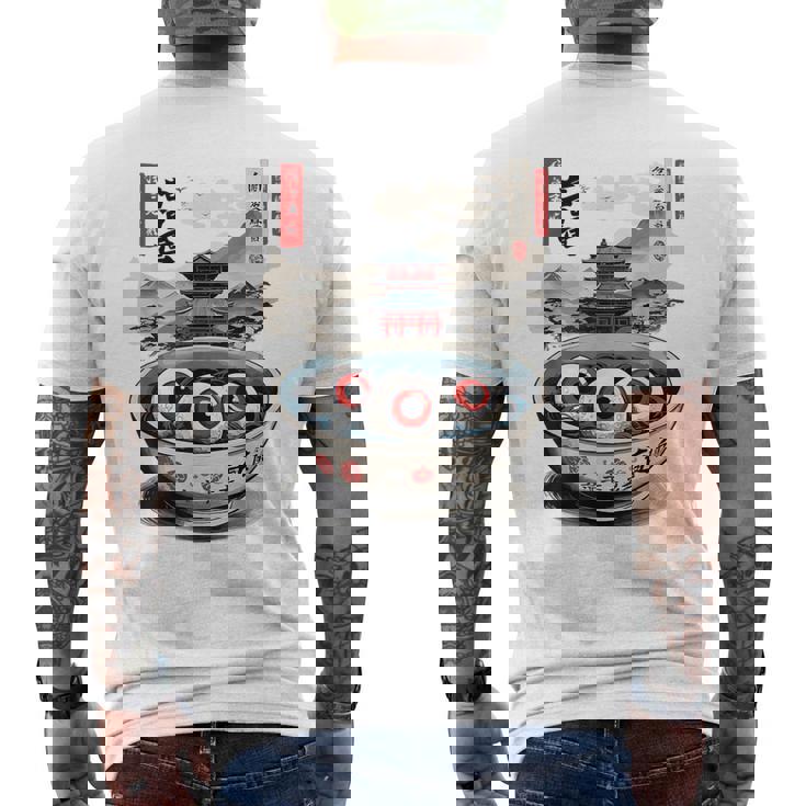 浮世絵ジャパン オカルトホラー ハロウィン 妖怪ラーメン エステ メンズTシャツ バックプリント