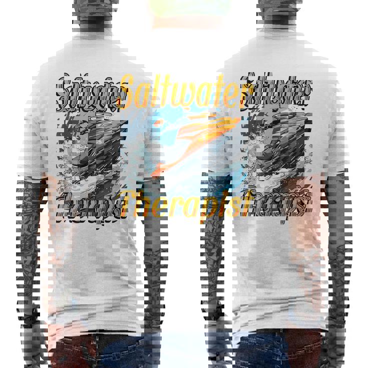 海水療法士ジェットスキー愛好家 メンズTシャツ バックプリント