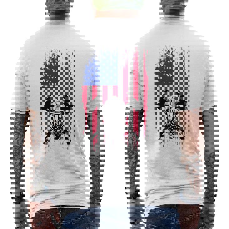 消防士 アメリカ国旗 7月4日 男性 お父さん 消防士 長袖tシャツ メンズTシャツ バックプリント