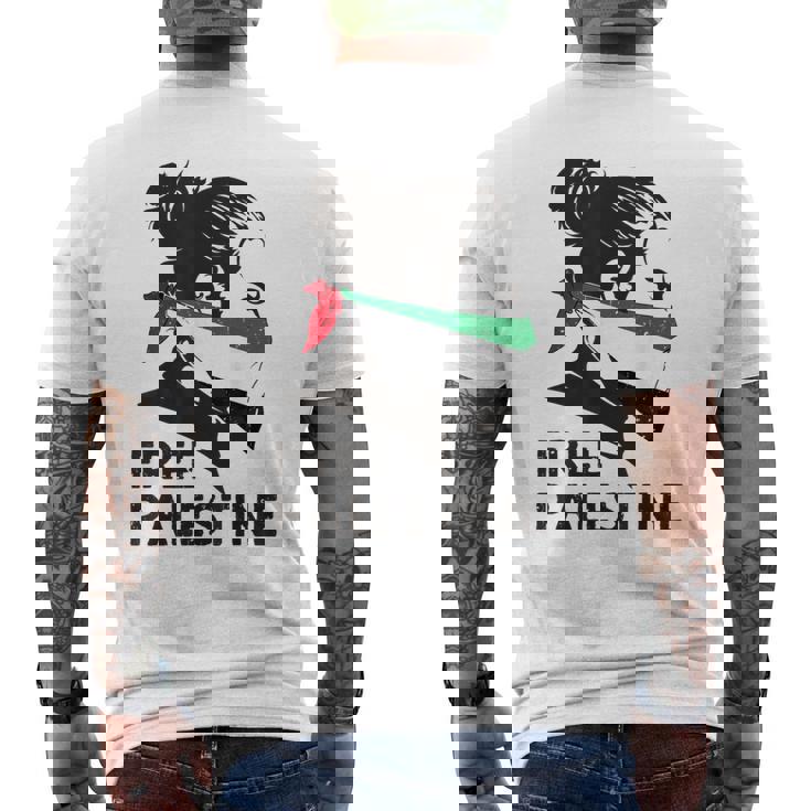 無料パレスチナ国旗 ガザの終わり占領 パレスチナ語 メンズTシャツ バックプリント