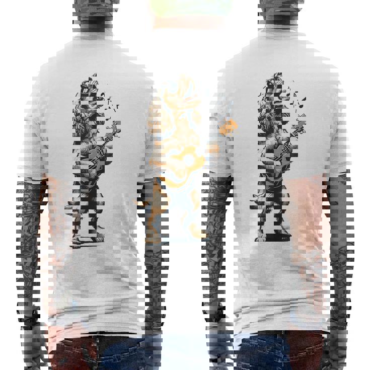 犬 演奏 ギター 歌う アメリカン コッカー スパニエル 面白い メンズTシャツ バックプリント